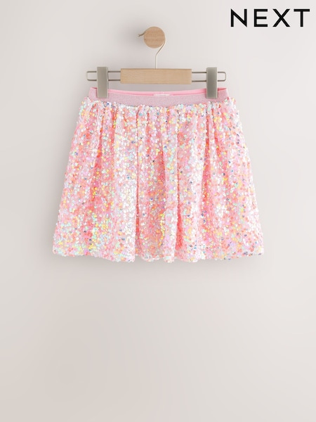Coral Pink Sequin Skirt (3-16yrs) (H65178) | £14 - £19