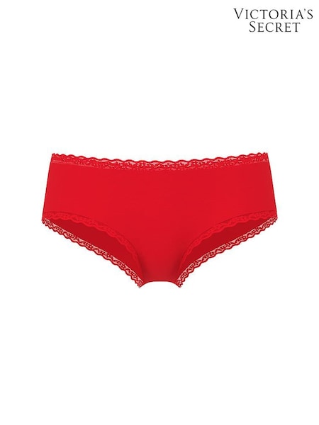 Victoria's Secret Lipstick Red Cheeky Cotton Lace Trim Sparkle Knickers (H65339) | £10