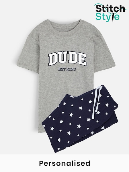 Personalised Boys Dude Pyjamas by Stitch Style (H65391) | £30