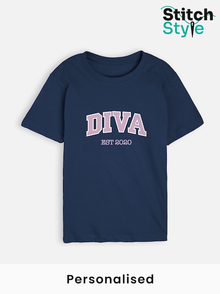 Personalised Girls Diva T-Shirt by Stitch Style (H65395) | £18