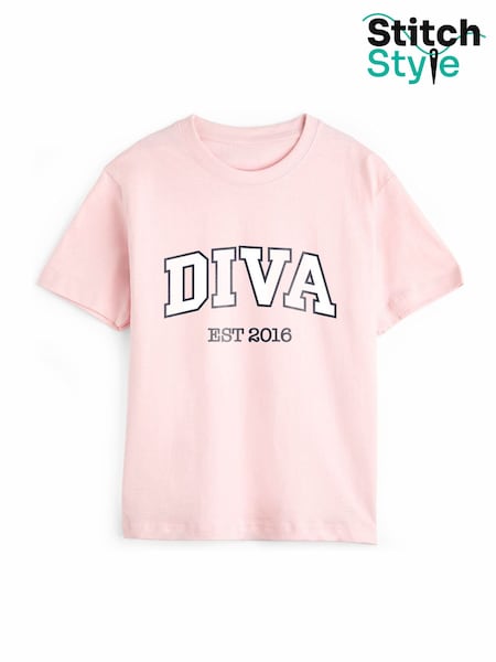 Personalised Girls Diva T-Shirt by Stitch Style (H65398) | £18