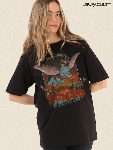 Supacult Black Dumbo Poster Distressed T-Shirt (H65415) | £42