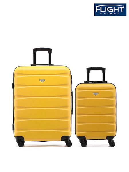 Flight Knight Yellow Medium Check-In & Small Carry-On Hardcase Travel Suitcase Set Of 2 (H65621) | £100