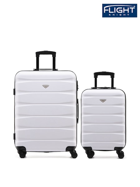 Flight Knight Medium Check-In & Small Carry-On Hardcase Travel White Suitcase Set Of 2 (H65630) | £100