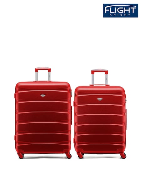 Flight Knight Medium and Large Red Check In Hold Luggage Hardcase Travel Suitcases Set Of 2 (H65633) | £120