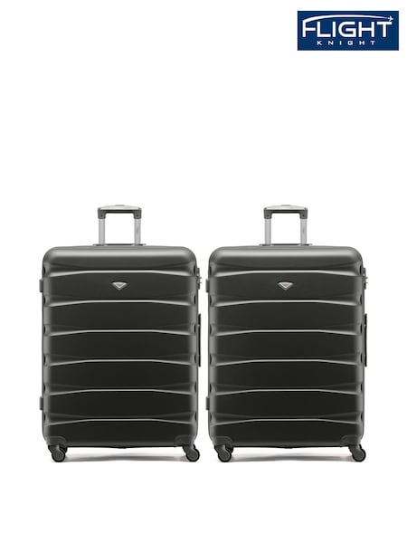 Flight Knight Large Grey Check-In Hold Luggage Hardcase Travel Suitcases Set Of 2 (H65635) | £140