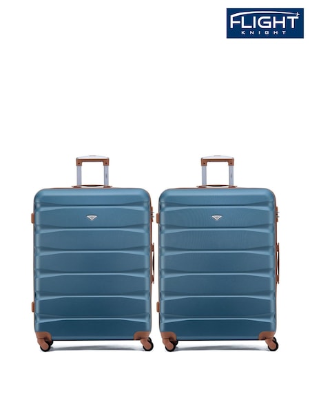 Flight Knight Large Blue Check-In Hold Luggage Hardcase Travel Suitcases Set Of 2 (H65636) | £140