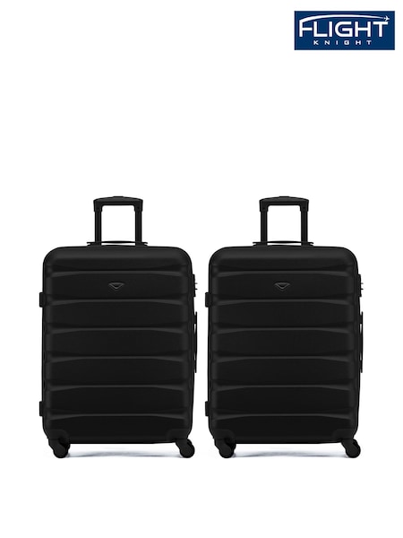 Flight Knight Medium Check-In Hold Luggage Hardcase Travel Black Suitcases Set Of 2 (H65647) | £115
