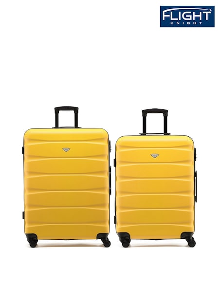 Flight Knight Medium & Large Yellow Check-In Hold Luggage Hardcase Travel Suitcases Set Of 2 (H65652) | £120