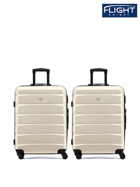 Flight Knight Medium Cream Check-In Hold Luggage Hardcase Travel Suitcases Set Of 2 (H65655) | £115