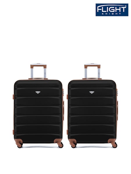 Flight Knight Medium Check-In Hold Luggage Hardcase Travel Black Suitcases Set Of 2 (H65659) | £115