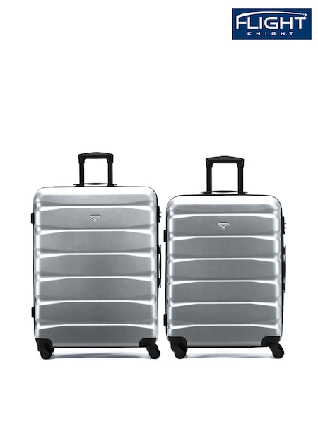Flight Knight Medium & Large Metallic Check-In Hold Luggage Hardcase Travel Suitcases Set Of 2 (H65664) | £120