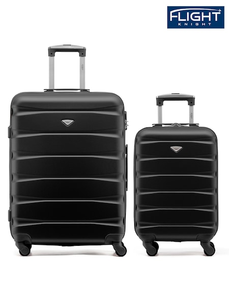 Flight Knight Medium Check-In & Small Carry-On Hardcase Travel Black Suitcase Set Of 2 (H65666) | £100
