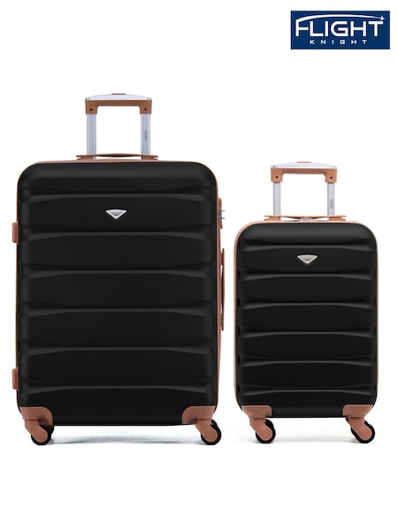 Flight Knight Medium & Small Check-In & Carry-On Hardcase Travel Black Suitcases Set Of 2 (H65682) | £100