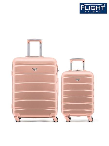 Flight Knight Medium & Small Pink Check-In & Carry-On Hardcase Travel Suitcases Set Of 2 (H65693) | £100