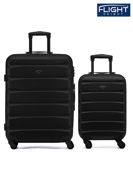 Flight Knight Medium Check-In & Small Carry-On Hardcase Travel Black Suitcase Set Of 2 (H65703) | £100