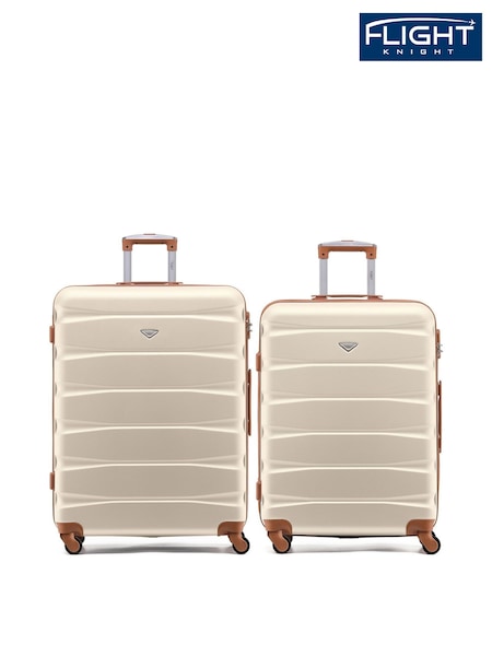 Flight Knight Medium & Large Cream Check-In Hold Luggage Hardcase Travel Suitcases Set Of 2 (H65710) | £120