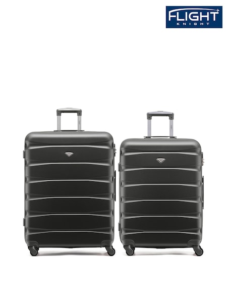 Flight Knight Medium & Large Grey Check-In Hold Luggage Hardcase Travel Suitcases Set Of 2 (H65711) | £120