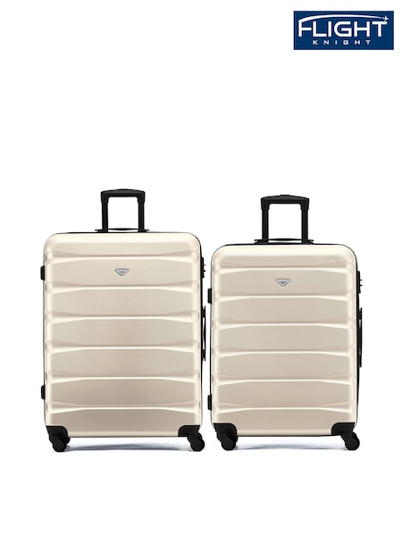 Flight Knight Medium & Large Cream Check-In Hold Luggage Hardcase Travel Suitcases Set Of 2 (H65713) | £120
