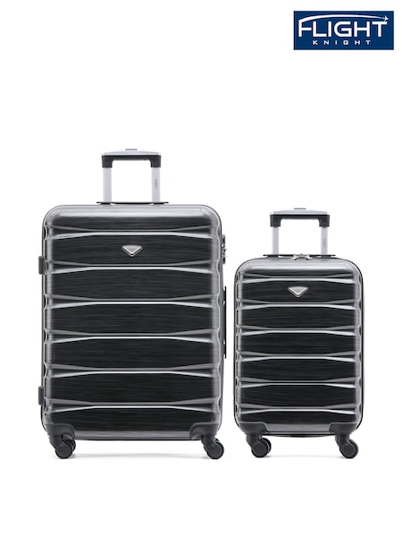Flight Knight Medium & Small Grey Check-In & Carry-On Hardcase Travel Suitcases Set Of 2 (H65717) | £100