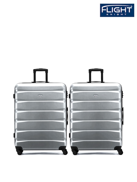 Flight Knight Large Metallic Check-In Hold Luggage Hardcase Travel Suitcases Set Of 2 (H65718) | £140