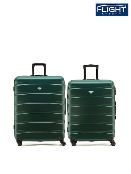 Flight Knight Medium & Large Green Check-In Hold Luggage Hardcase Travel Suitcases Set Of 2 (H65724) | £120