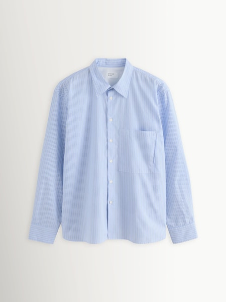 Universal Works Blue Square Pocket Striped Shirt (H65780) | £120
