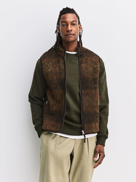 Universal Works Brown Wool Fleece Zip-Up Climbing Gilet (H65784) | £165