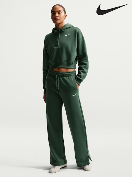 Nike Fir Green Sportswear Phoenix Fleece High Waisted Wide Leg Joggers (H65836) | £55