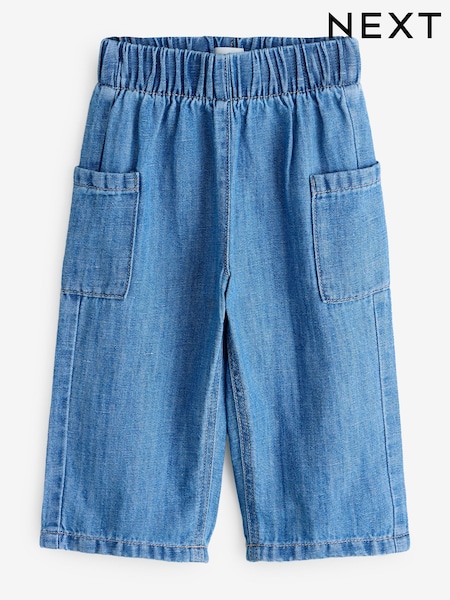 Blue Linen Blend Pull-on Pocket Jeans (H65950) | £11 - £12