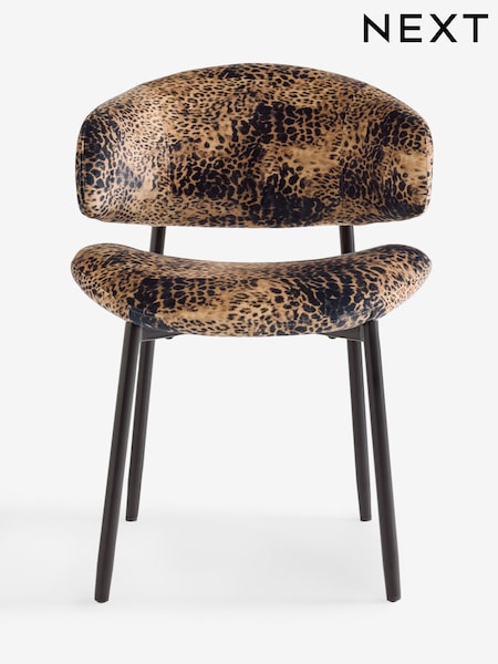 Set of 2 Opulent velvet Natural Leopard Bryer Dining Chairs (H65957) | £299
