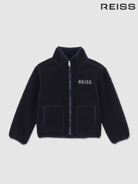 Reiss Navy Blue Nico 13-14 yrs Fleece Zip-Through Hockey Jacket (H66001) | £66