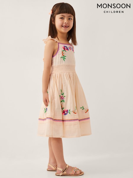 Monsoon Cream Floral Print Embroidered Sundress (H66096) | £38 - £43