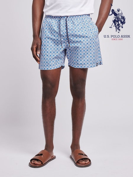 U.S. Polo Assn. Blue Mens Geo Swim Shorts (H66102) | £40