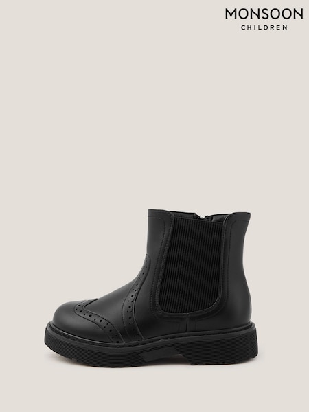 Monsoon Black Brogue Chelsea Boots (H66196) | £34 - £38