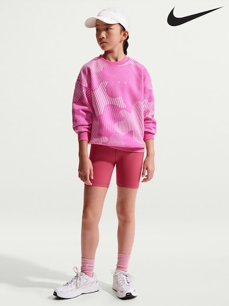 Nike Pink Oversized Printed Crew Neck Sweat Top (H66285) | £40