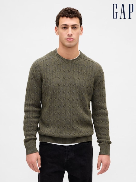 Gap Green Merino Wool-Blend Cable Knit Jumper (H66424) | £60