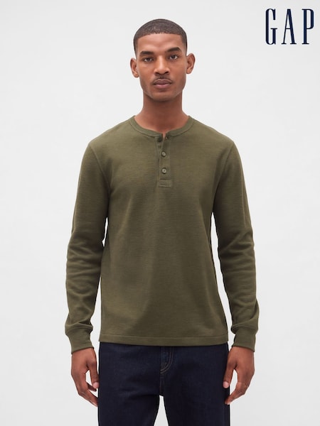 Gap Green Double-Knit Henley T-Shirt (H66428) | £40