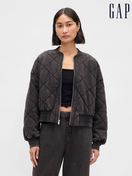 Gap Black VintageSoft Quilted Bomber Jacket (H66455) | £95