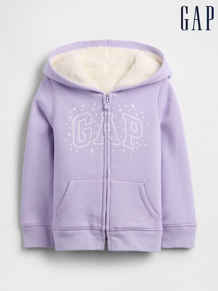 Gap Purple Logo Sherpa Lined Hoodie (6mths-5yrs) (6mths-5yrs) (H66528) | £25