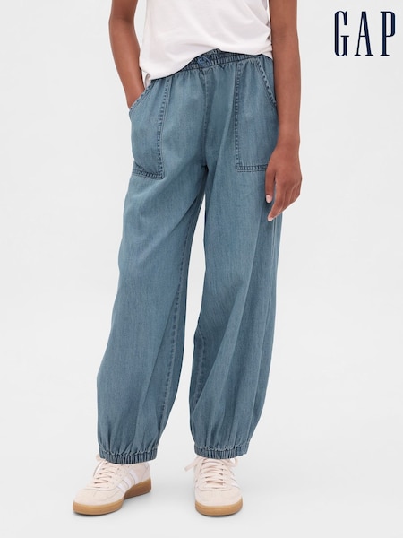Gap Blue High Waisted Denim Baggy Joggers (4-13yrs) (4-13yrs) (H66582) | £30