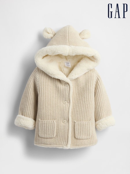 Gap Cream Sherpa-Lined Cardigan (Newborn-24mths) (0-24mths) (H66587) | £30