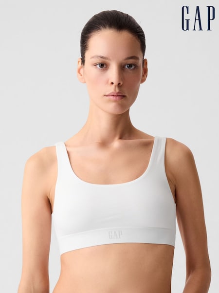 Gap White Stretch Cotton Logo Bralette (H66593) | £20