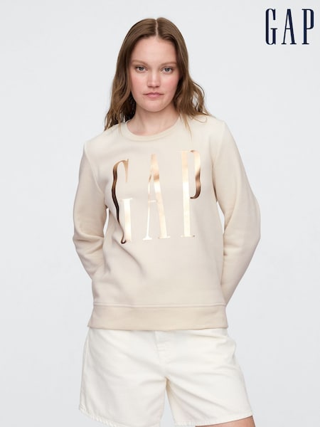 Gap Cream Relaxed Logo Crew Neck Jumper (H66595) | £25