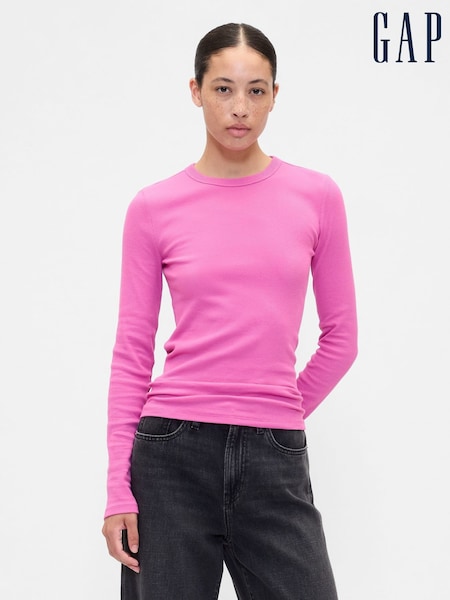 Gap Pink Long Sleeve Rib T-Shirt (H66599) | £16