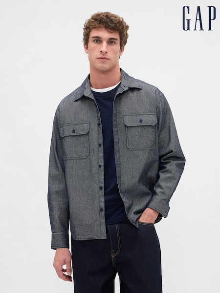 Gap Blue Denim Stripe Oversized Shirt (H66611) | £60