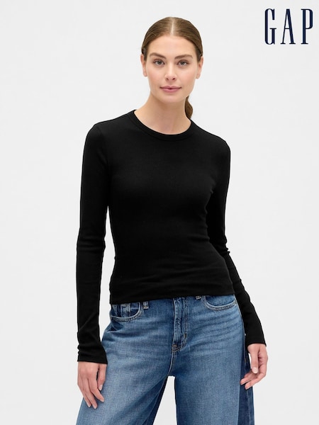 Gap Black Long Sleeve Rib T-Shirt (H66615) | £16