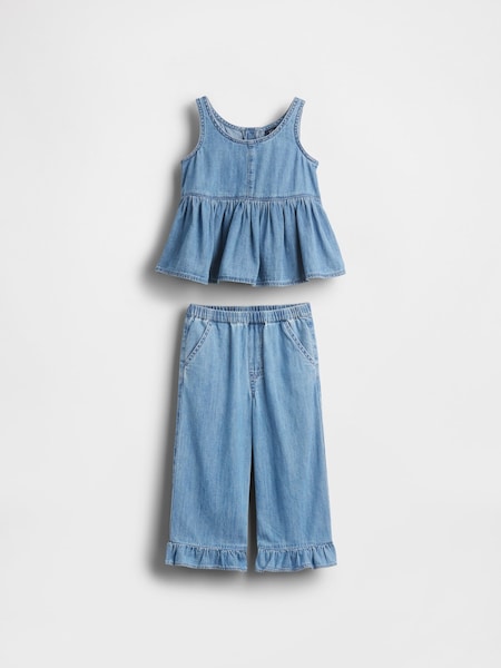 Gap Blue Denim Ruffle Top & Trousers Set (6mths-5yrs) (H66631) | £35