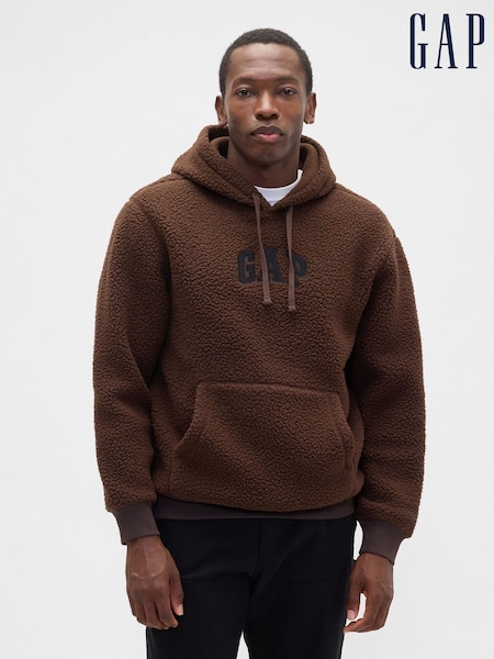 Gap Brown Relaxed Logo Sherpa Knit Hoodie (H66668) | £35