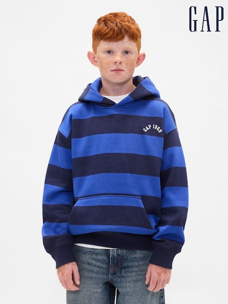 Gap Blue Rugby Stripe Logo Hoodie (4-13yrs) (4-13yrs) (H66673) | £35